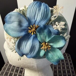 Beautiful Blue Hibiscus Pinup Hair Clip Fascinator